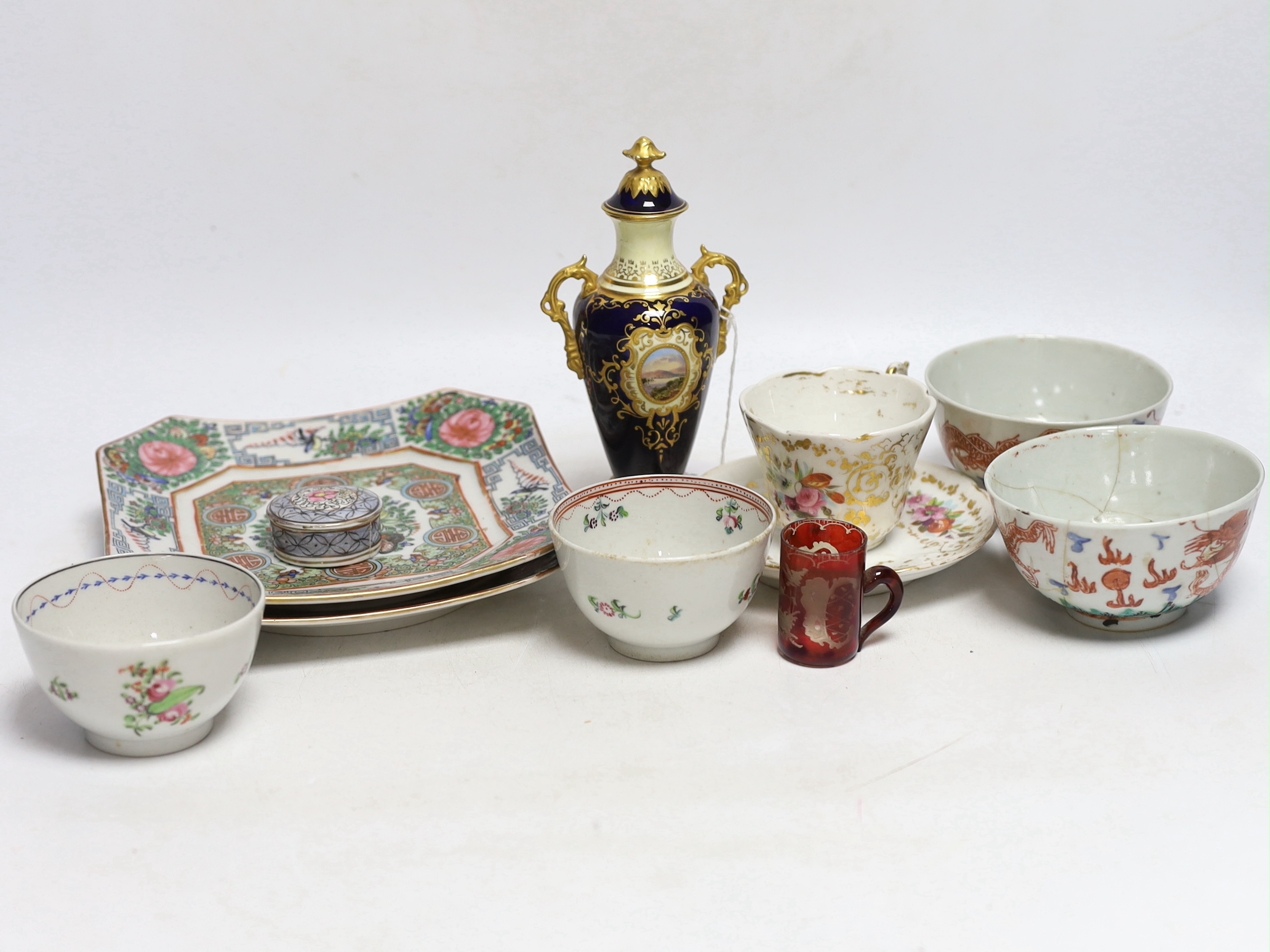 A quantity of mixed ceramics including Chinese export, Coalport etc. largest 18cm high